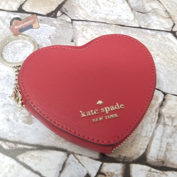 #bagsavenue  Staci Heart Coin Purse Saffiano Leather Candied Cherry Kate spade - Picture 4 of 6